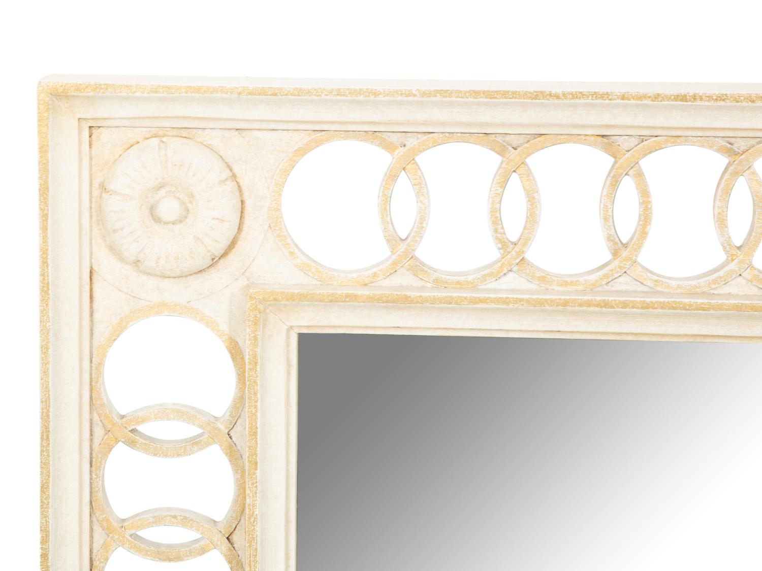 A Neoclassical Style Painted and Parcel Gilt Mirror