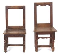 Two Pegged Oak Child's Chairs Height 32 inches. — 19TH CENTURY