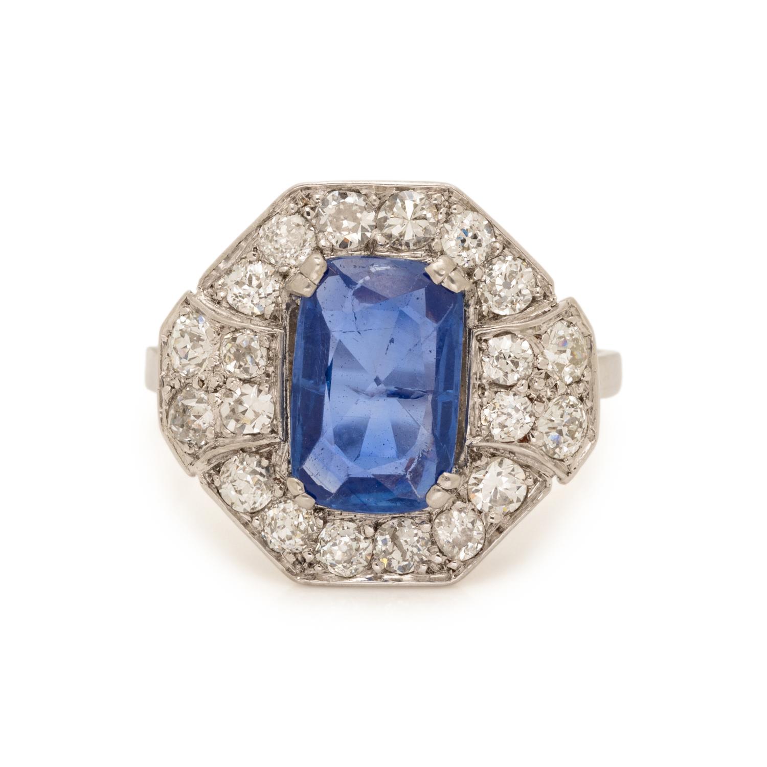 KASHMIR SAPPHIRE AND DIAMOND RING