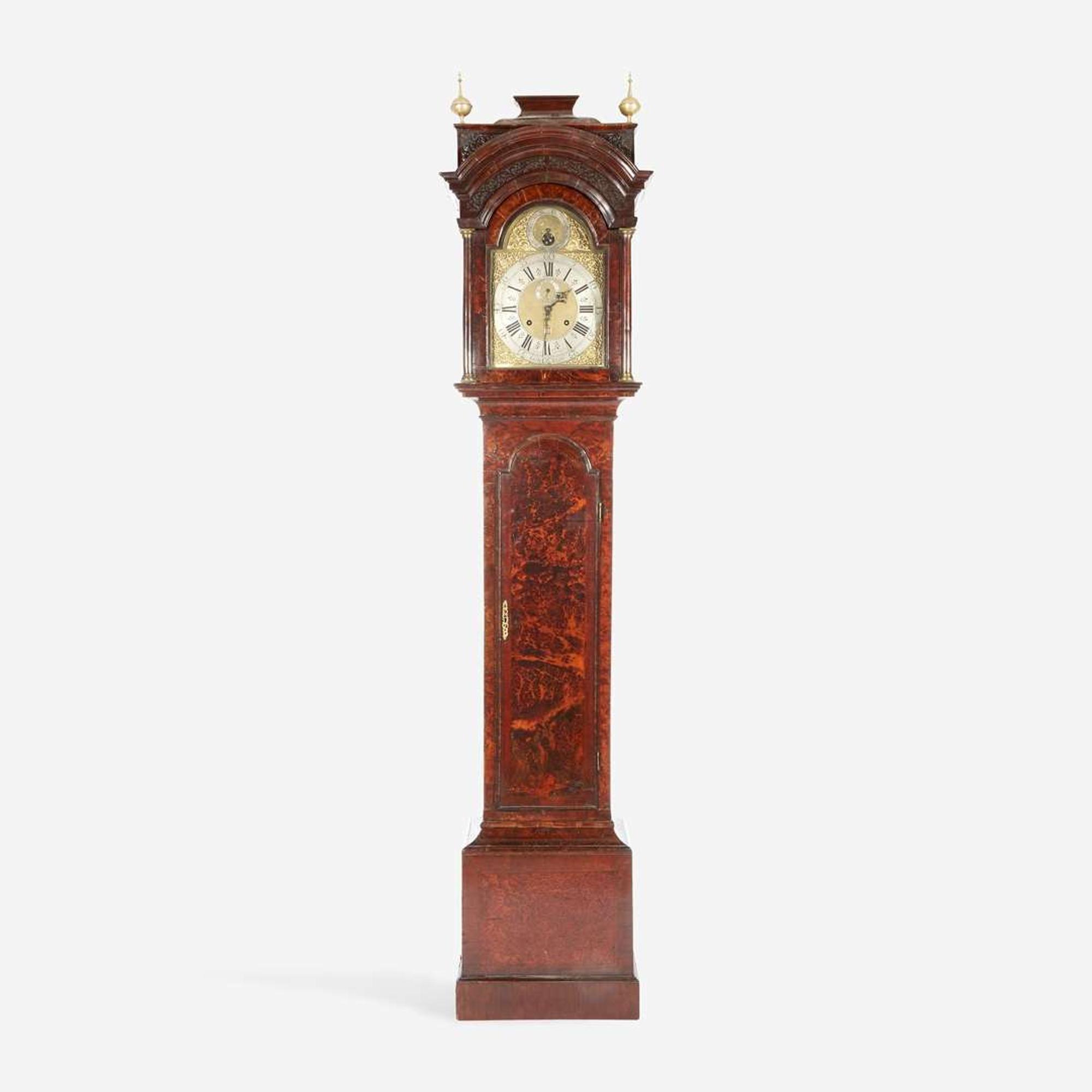 A George II Burl Walnut Tall Case Clock Isaac Tiercelin, London, 18th century