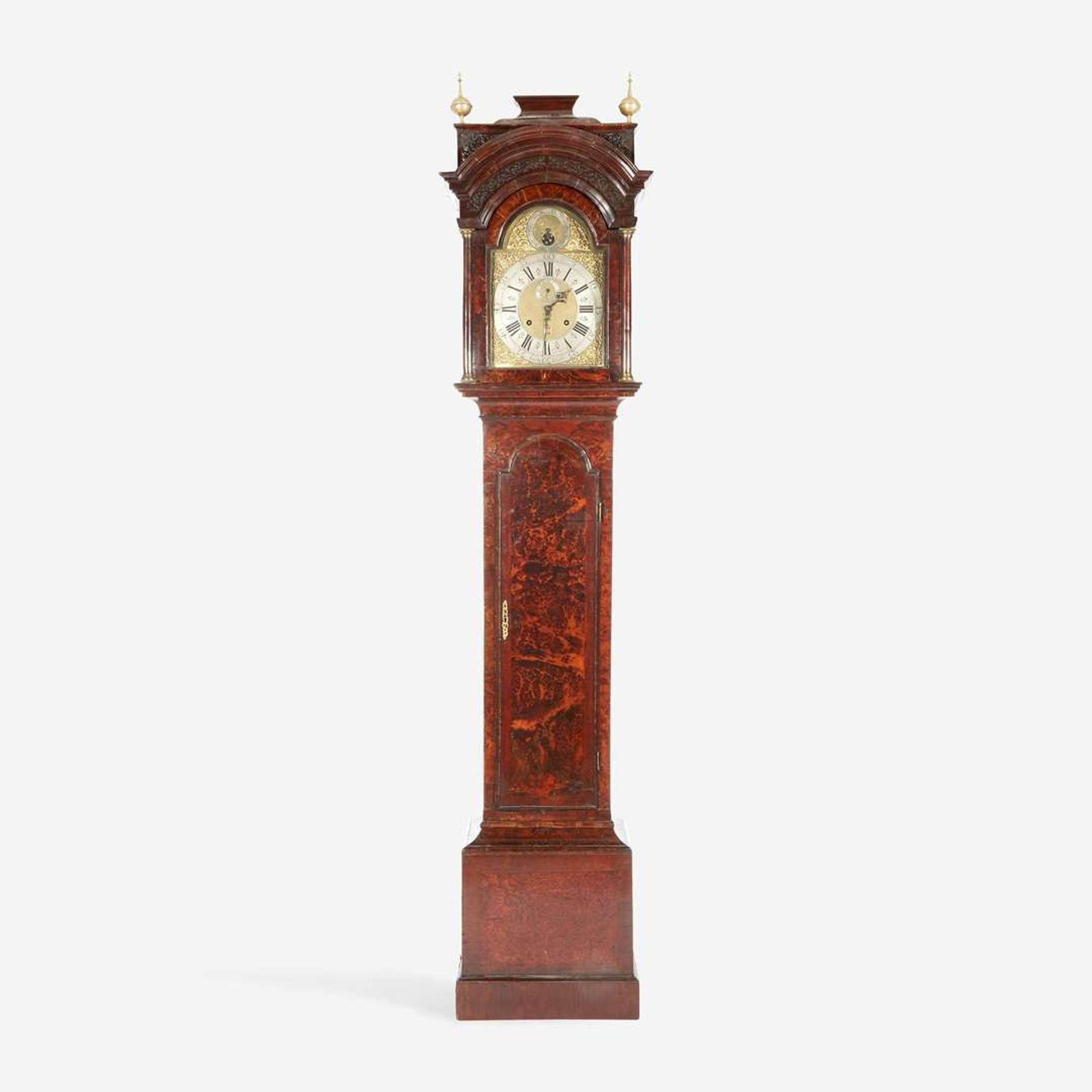 A George II Burl Walnut Tall Case Clock Isaac Tiercelin, London, 18th century