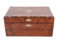 A Late Regency Mother-of-Pearl and Brass Inlaid Burlwood Writing Slope