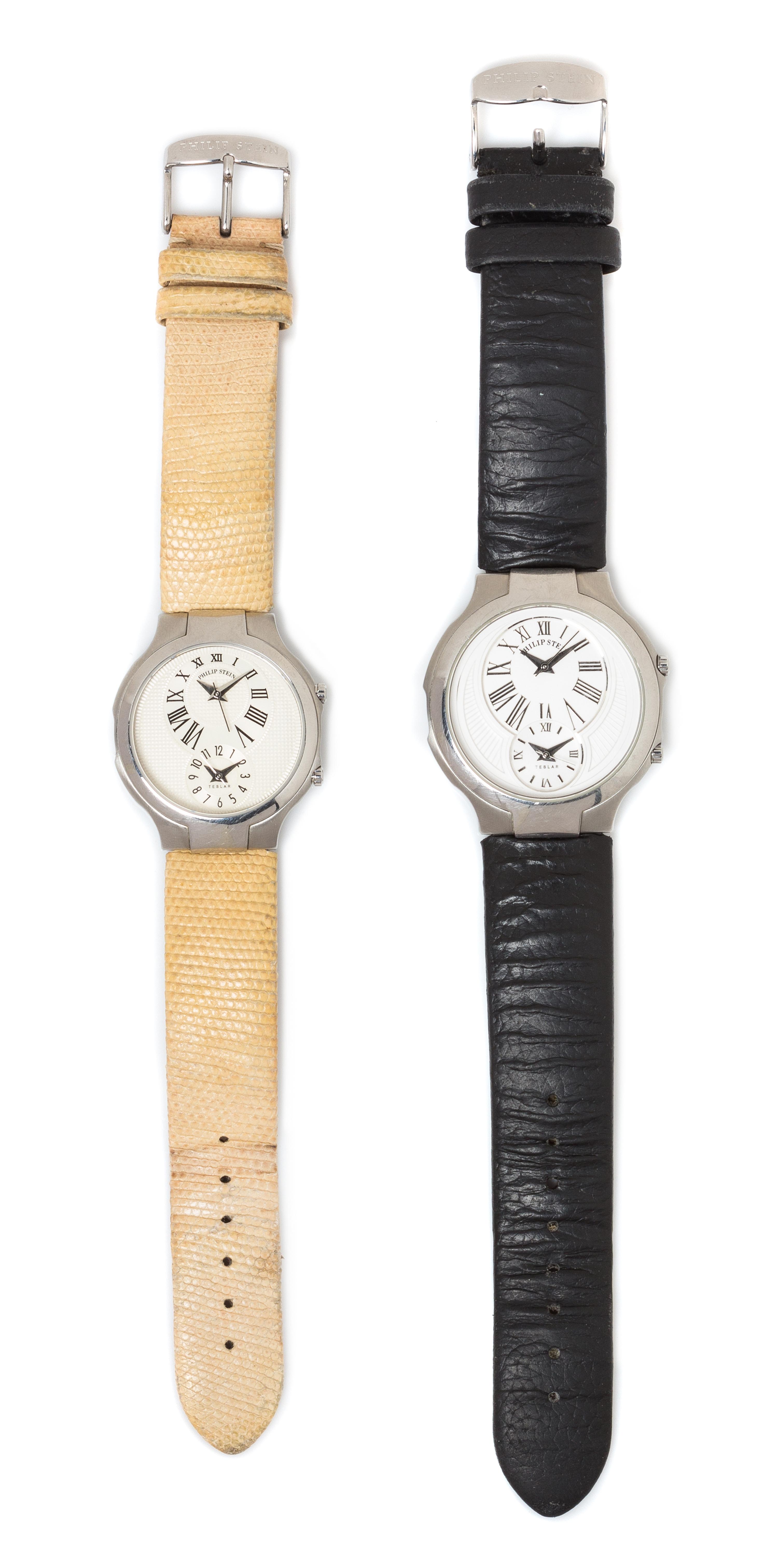 A Collection of Stainless Steel Teslar Wristwatches, Philip Stein,