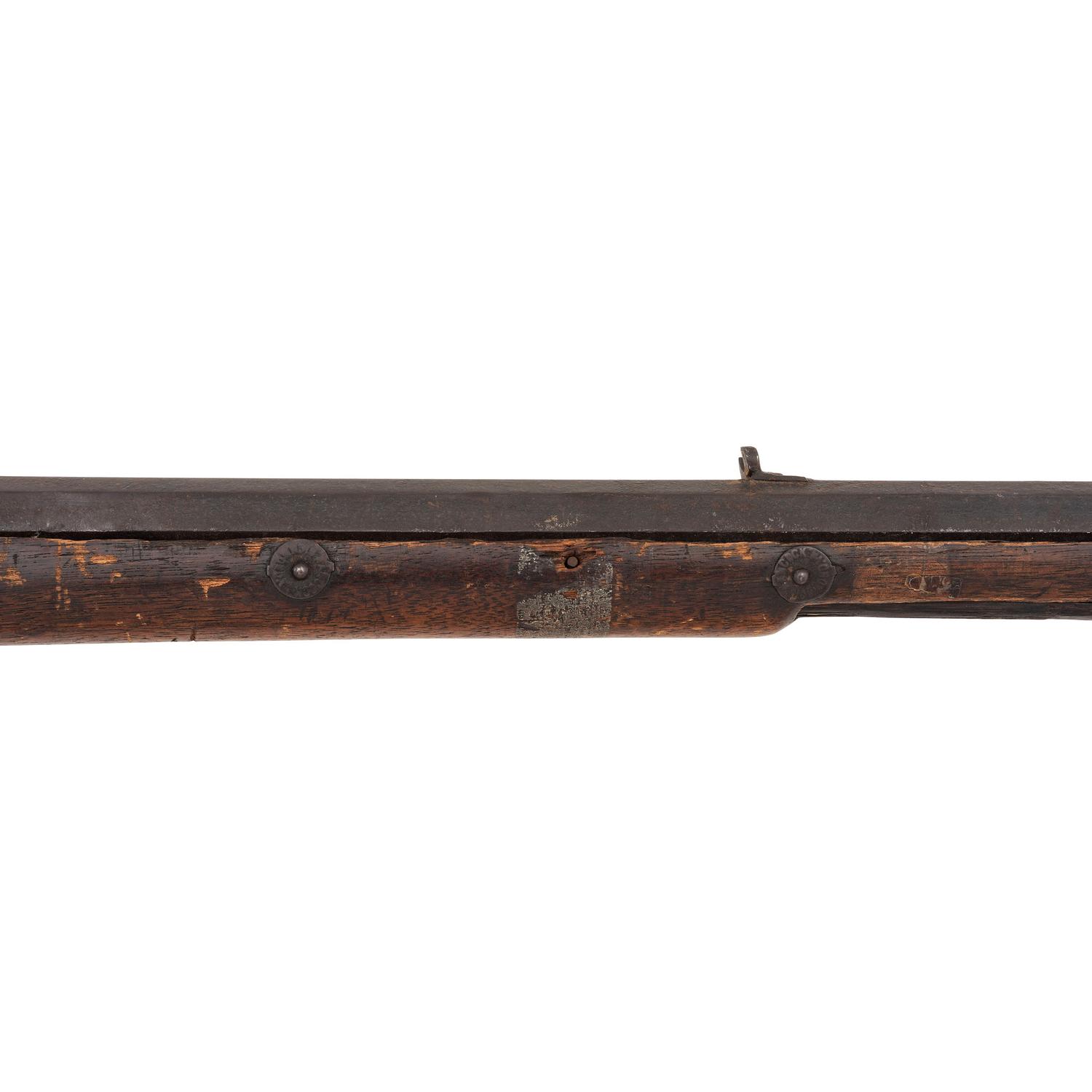 Fullstock Percussion Rifle by Conestoga Rifle Works with Applied "Hancock Richmond" Tobacco Tag Decorations