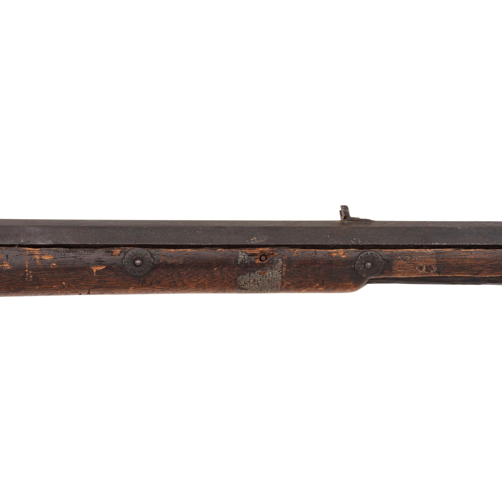 Fullstock Percussion Rifle by Conestoga Rifle Works with Applied "Hancock Richmond" Tobacco Tag Decorations