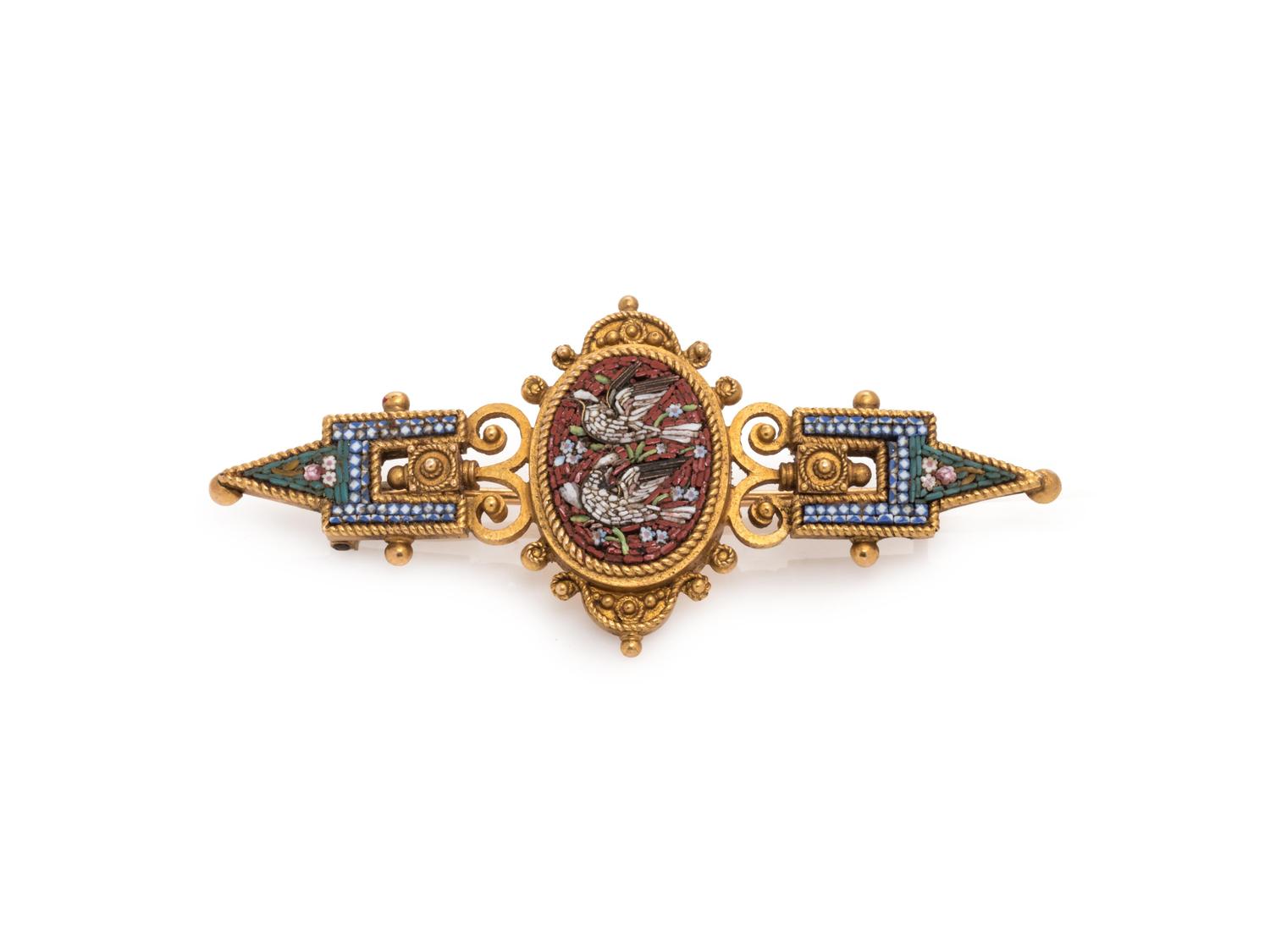 Victorian, Gold and Micromosaic Brooch
