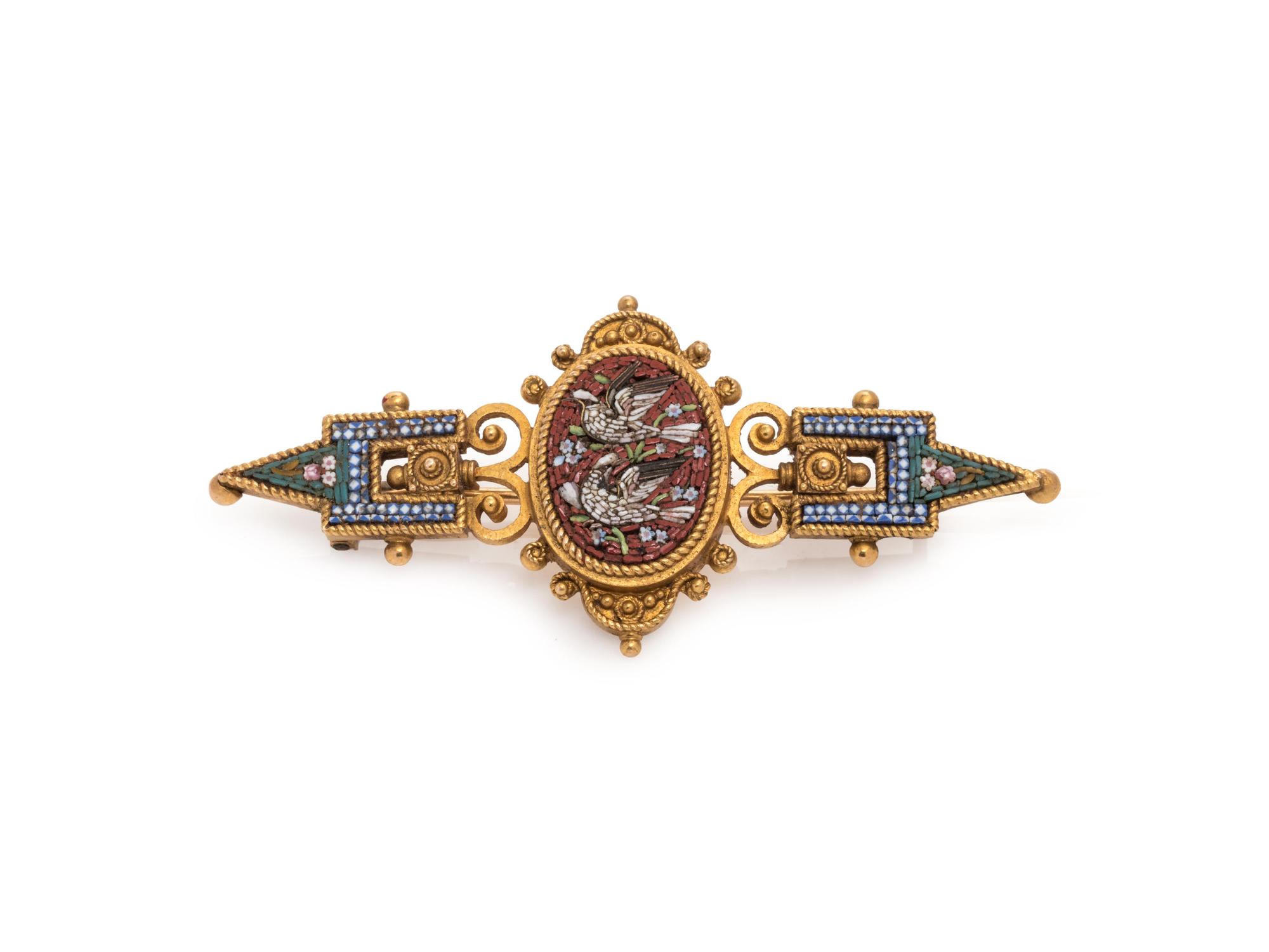 Victorian, Gold and Micromosaic Brooch