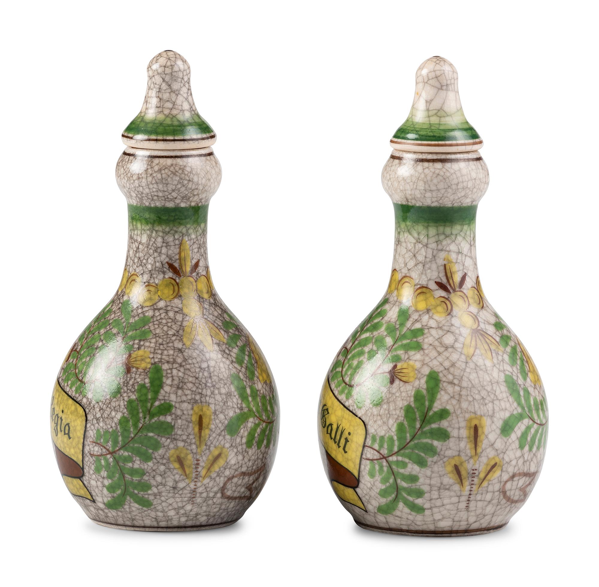 Two Earthenware Apothecary Bottles