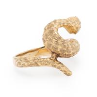 YELLOW GOLD AND EMERALD SNAKE RING