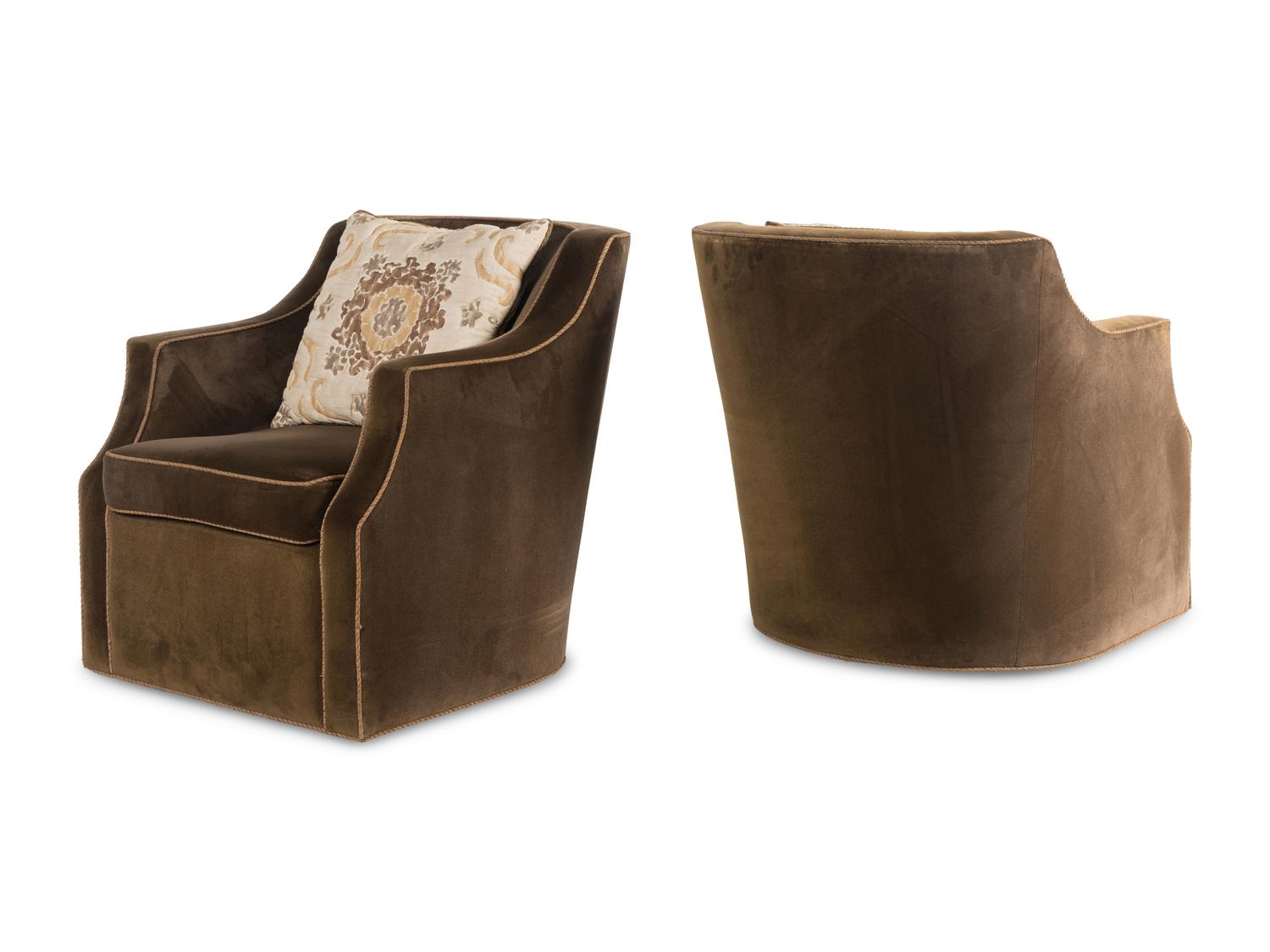 A Pair of Upholstered Swivel Club Chairs