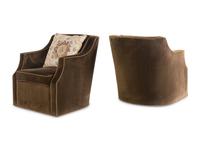 A Pair of Upholstered Swivel Club Chairs