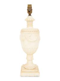 A Regency Style Carved White Marble Urn Mounted as a Lamp