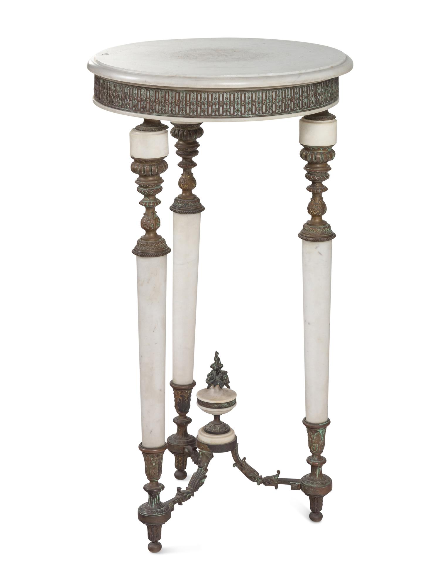 A Continental Gilt Bronze and Marble Side Table