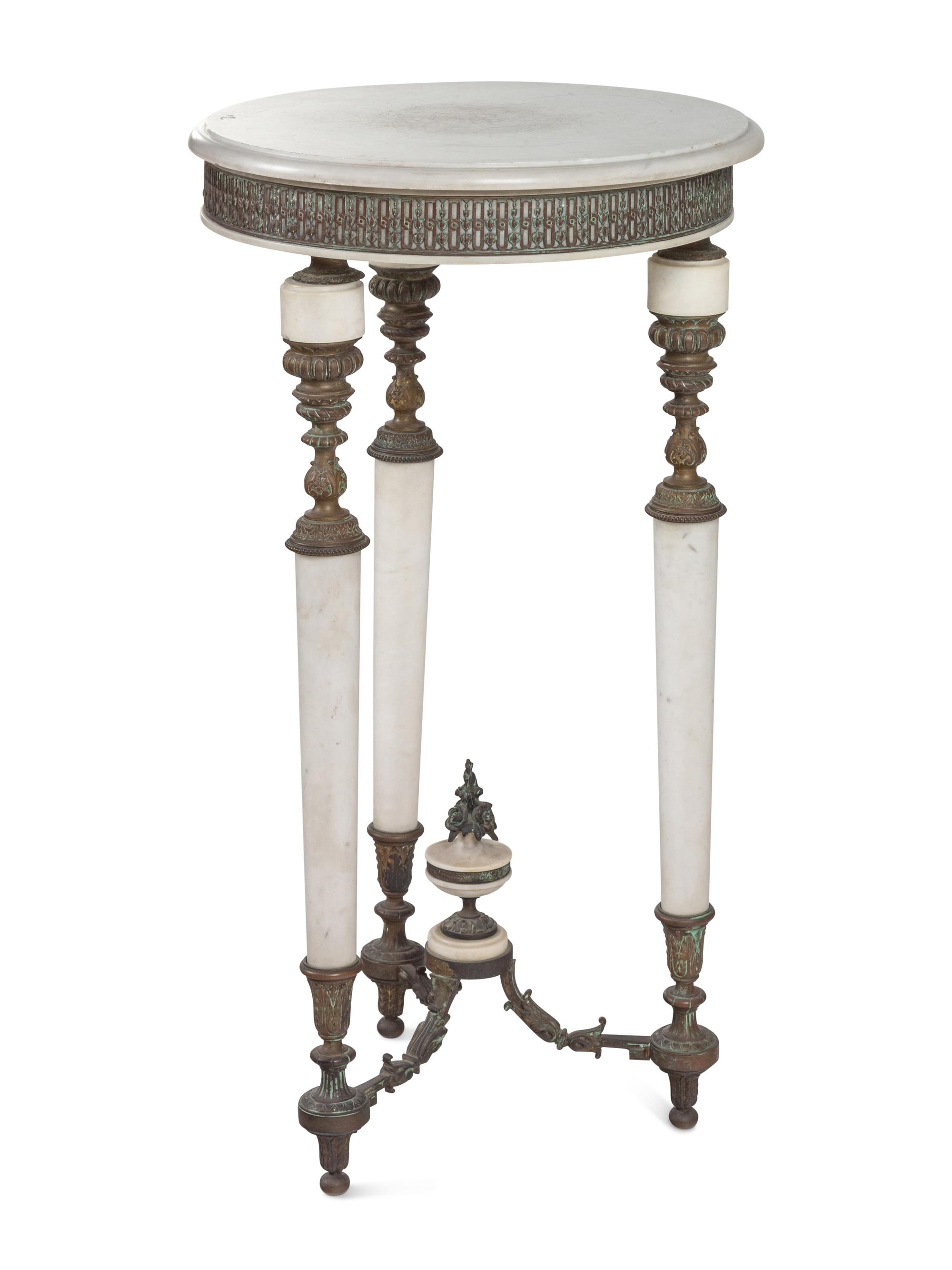 A Continental Gilt Bronze and Marble Side Table