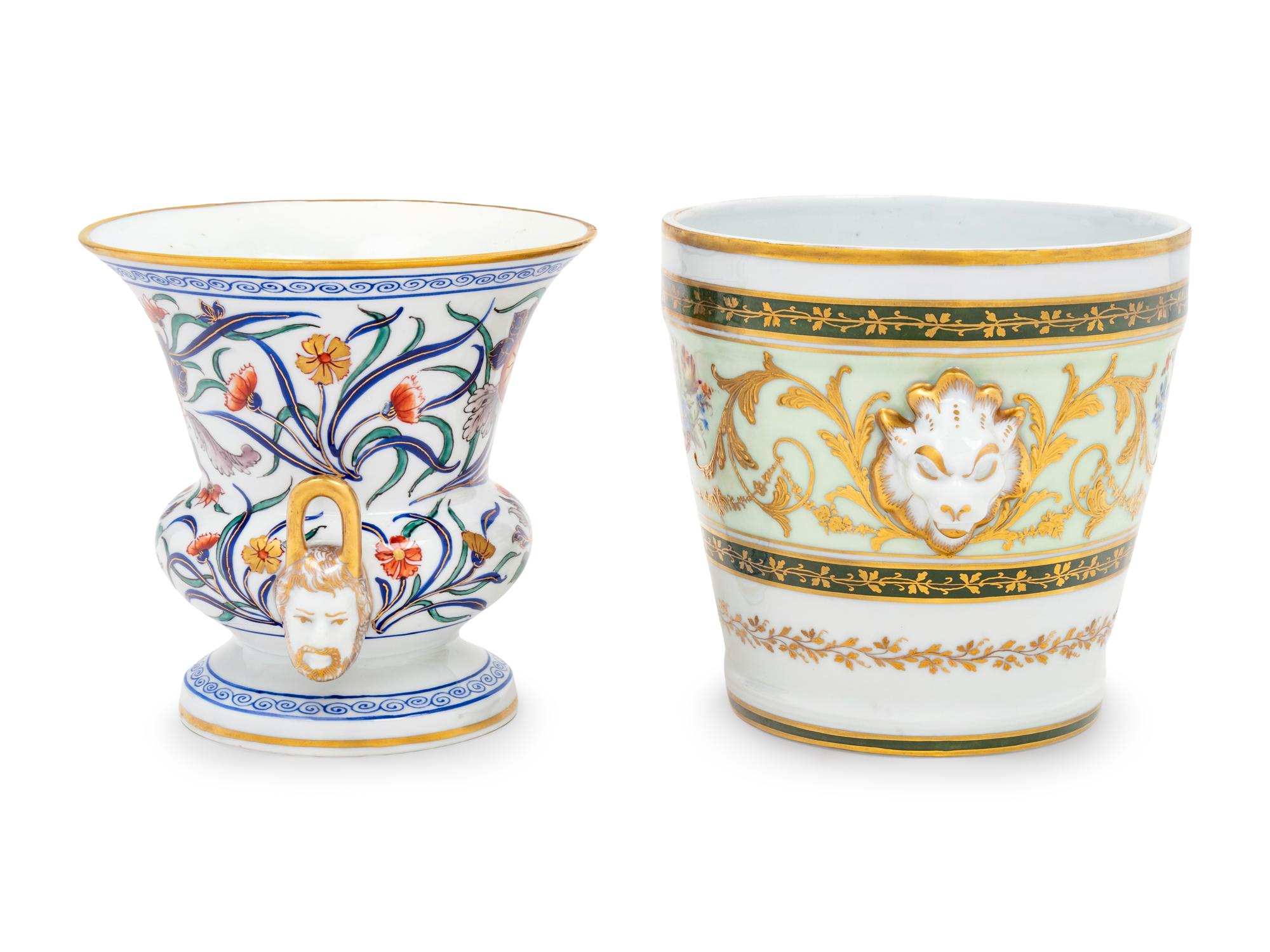 Ten French Painted and Parcel Gilt Porcelain Articles