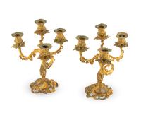 A Pair of Louis XV Style Gilt Bronze Four-Light Candelabra — 19TH/20TH CENTURY