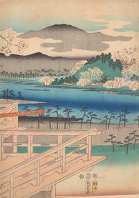 Three Japanese Woodblock Triptychs, including Hiroshige, Hiroshige II and Kunisada