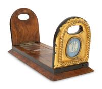 A Wedgwood Jasperware Mounted Brass and Wooden Bookend and Inkwell