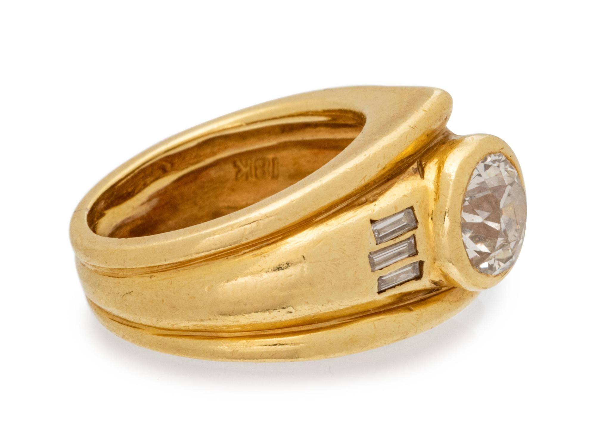 A Pair of 18 Karat Yellow Gold and Diamond Earclips, Greek,