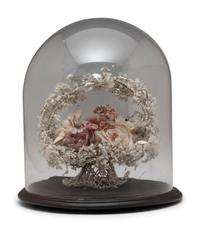A Victorian Shellwork Basket of Flowers