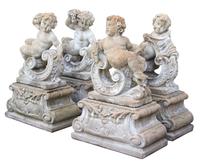 A Group of Four Cast Stone Allegorical Figures Height of each 47 x width 31 x depth 15 inches. — 20TH CENTURY