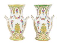 A Pair of Dresden Porcelain Urns
