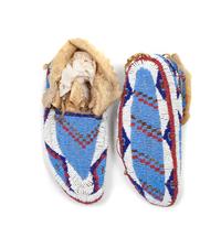 Sioux Child's Fully Beaded Hide Moccasins