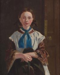 Attributed to George Dunlop Leslie (British, 1835–1921) - Young Girl in a Blue Scarf