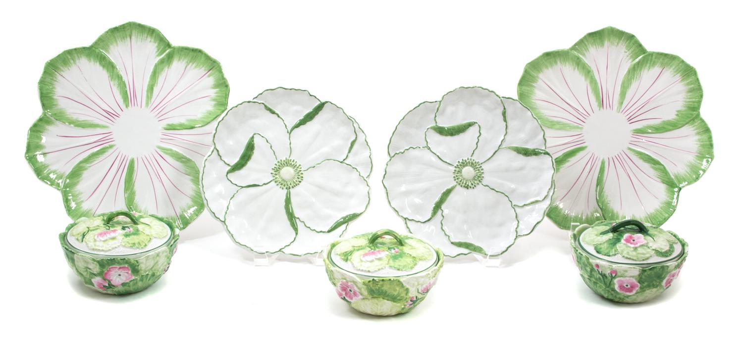 An Italian Painted Ceramic Flower-Form Luncheon Service Diameter of dinner plate 10 1/2 inches. — 20TH CENTURY