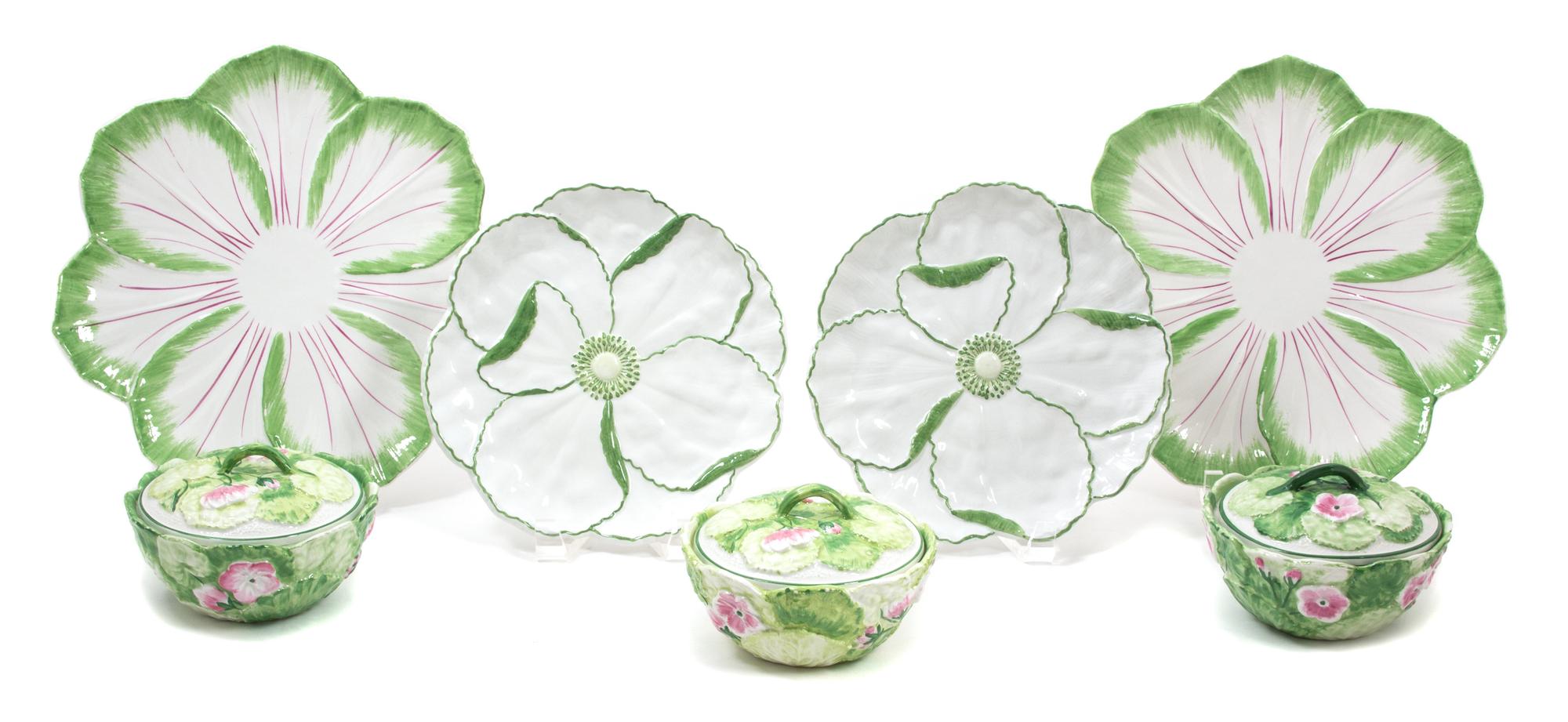 An Italian Painted Ceramic Flower-Form Luncheon Service Diameter of dinner plate 10 1/2 inches. — 20TH CENTURY