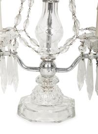 A Cut Glass Two-Light Candelabrum