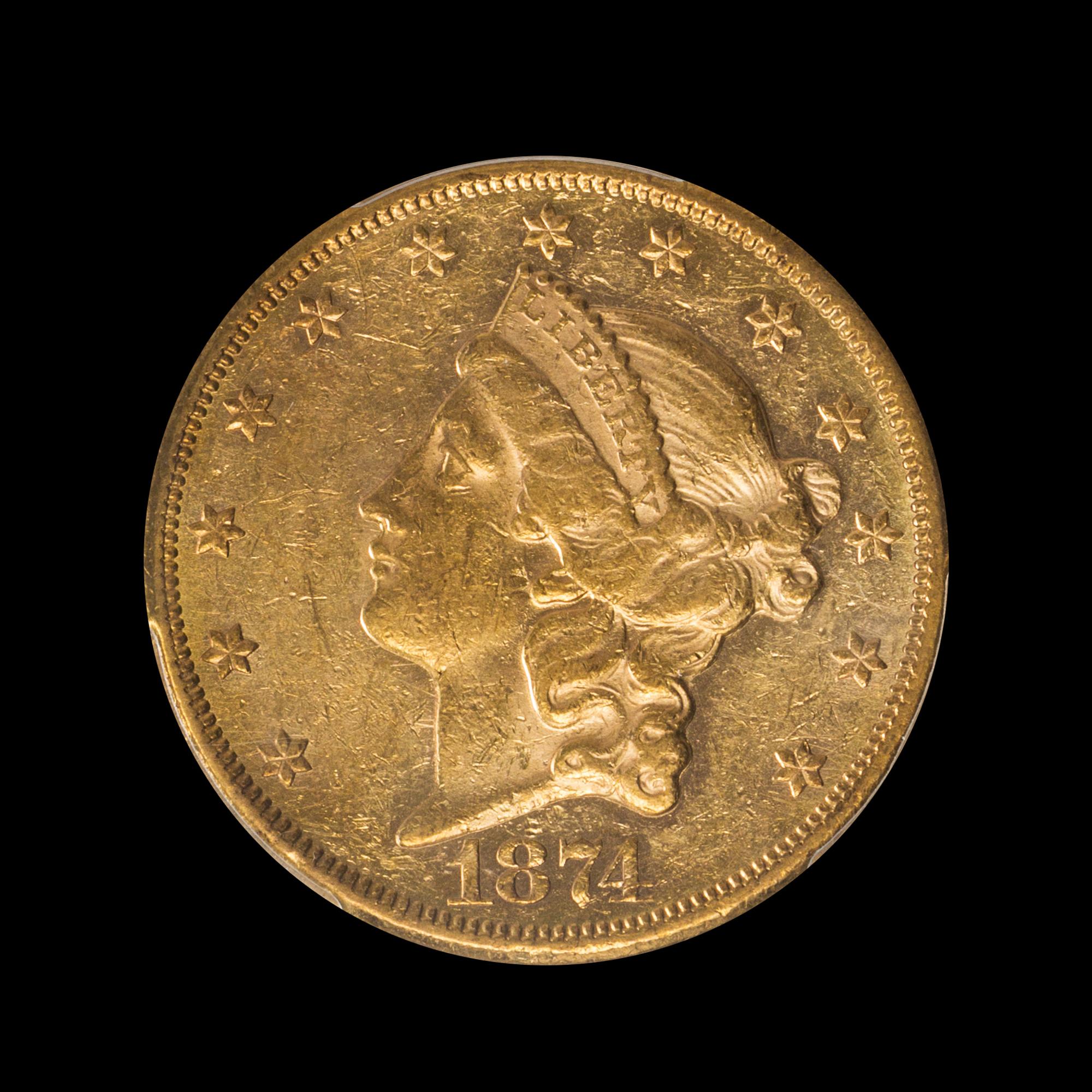 A United States 1874-CC Liberty Head $20 Gold Coin
