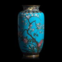 A Japanese Turquoise Ground Cloisonné 'Bird' Vase, Meiji Period