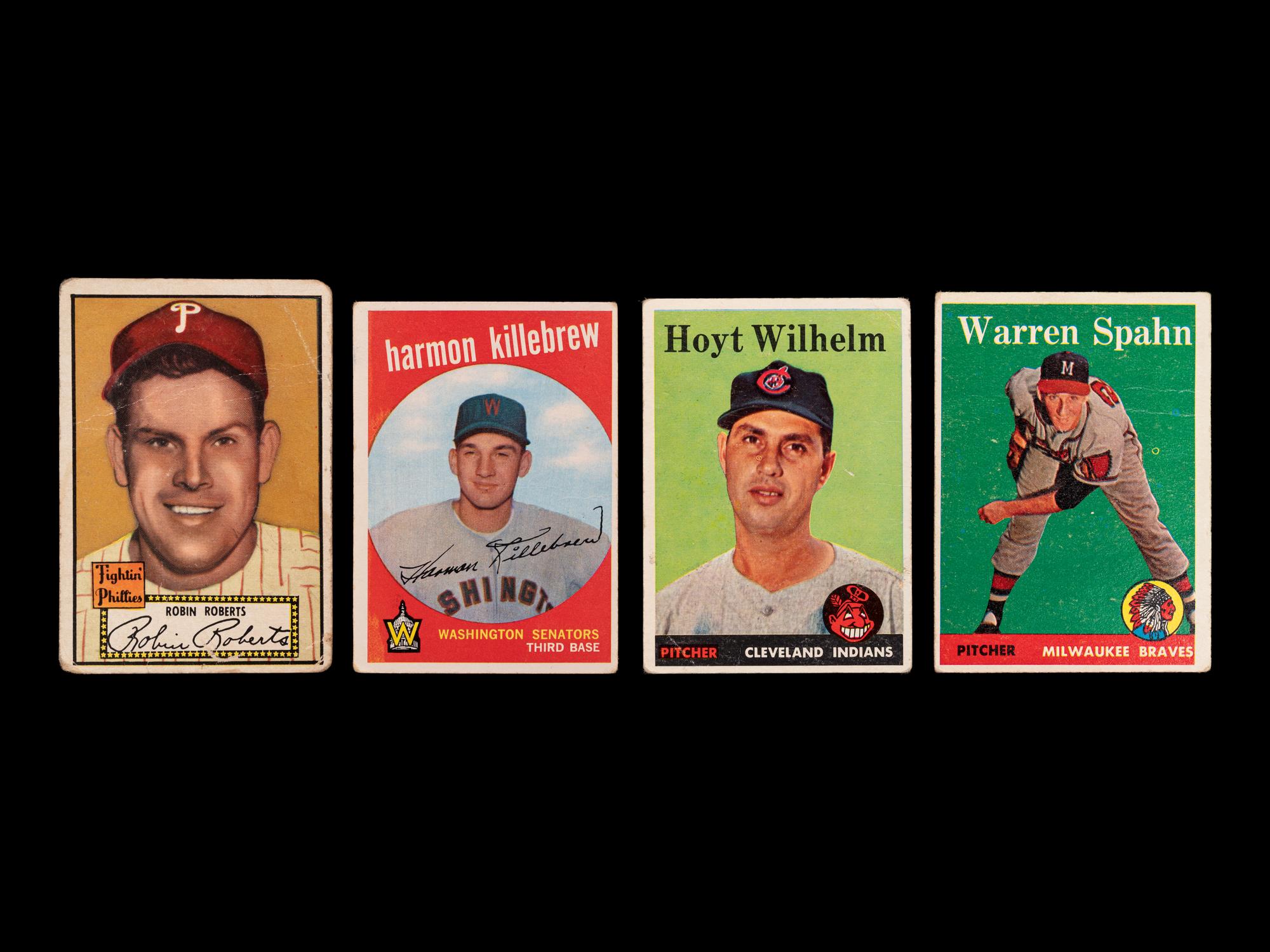 A Group of Nine 1950s Hall of Fame and Star Baseball Cards,