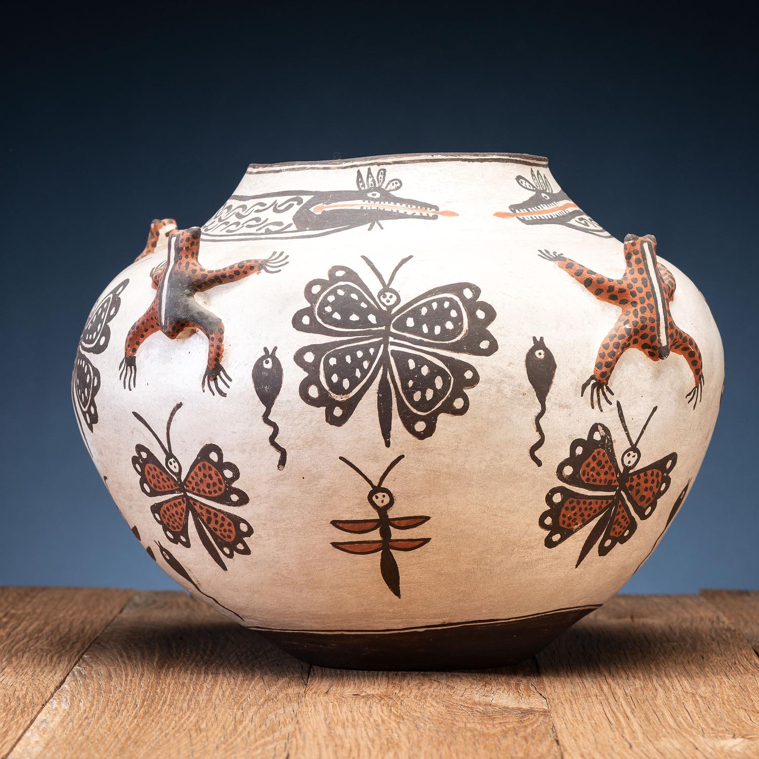 Zuni Polychrome Pottery Frog Jar