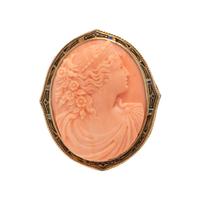 CORAL CAMEO PENDANT/BROOCH