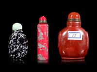Three Hardstone Snuff Bottles