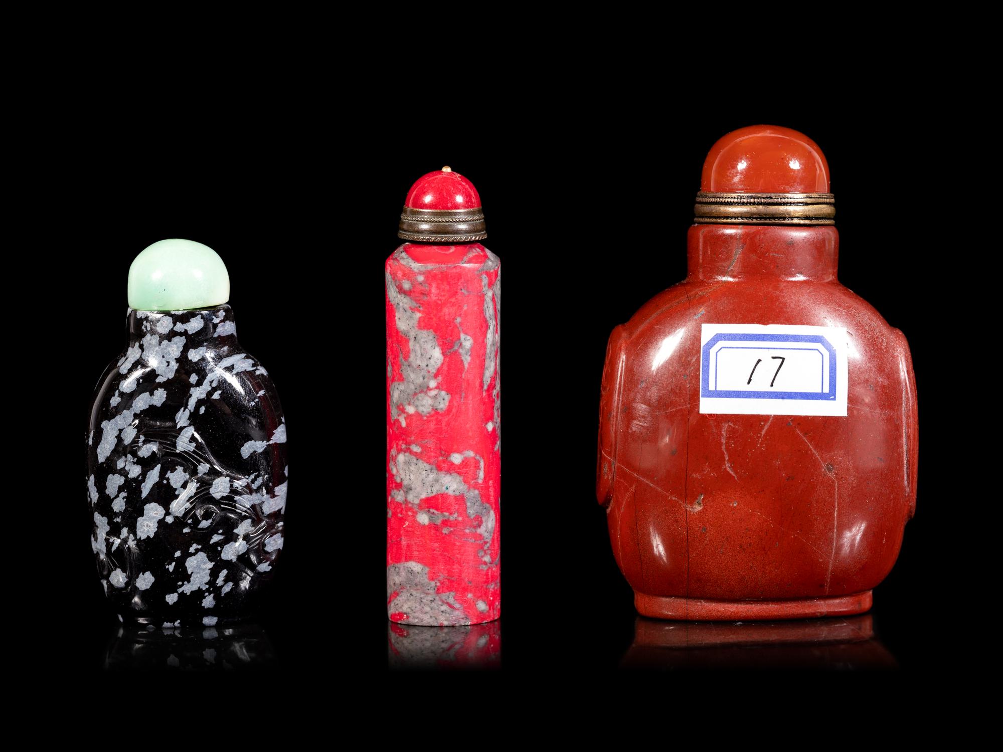 Three Hardstone Snuff Bottles