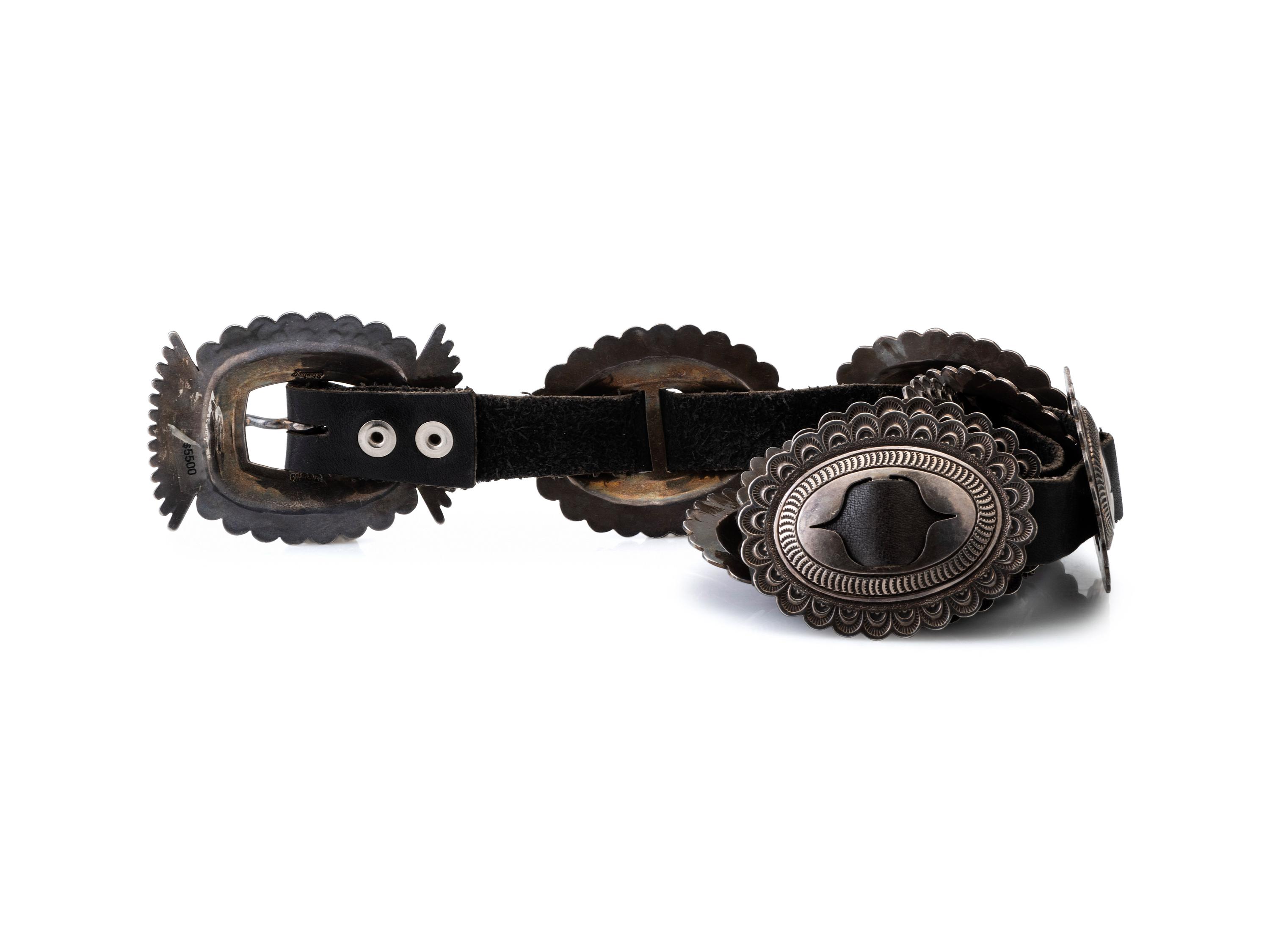 Heavily Stamped Sterling Silver Concha Belt