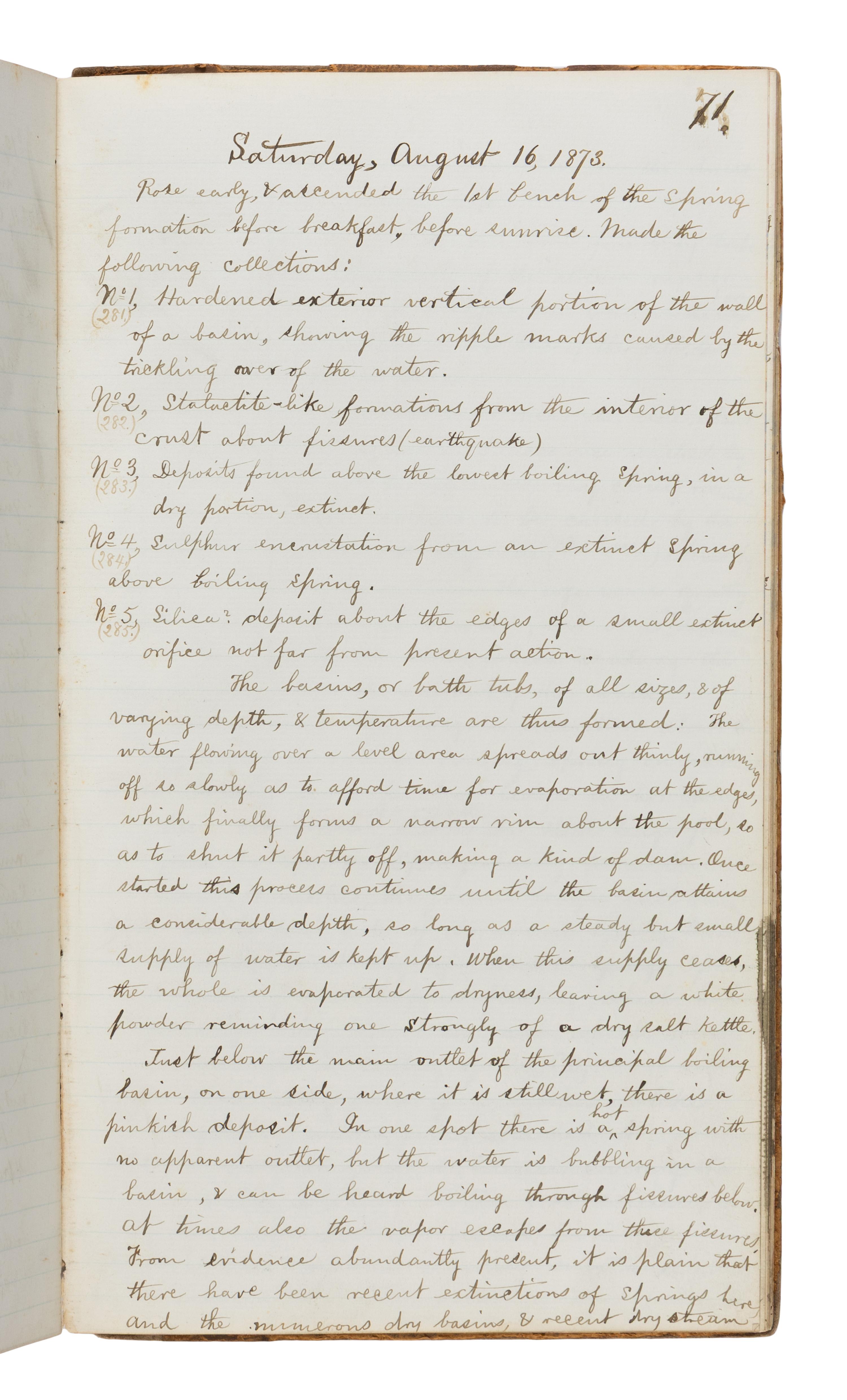 [Yellowstone]. Comstock, Theodore Bryant (1849-1915). A pair of personal manuscript journals documenting Comstock's 1873 exploration of Yellowstone. [Wyoming Territory, 1873-1875].