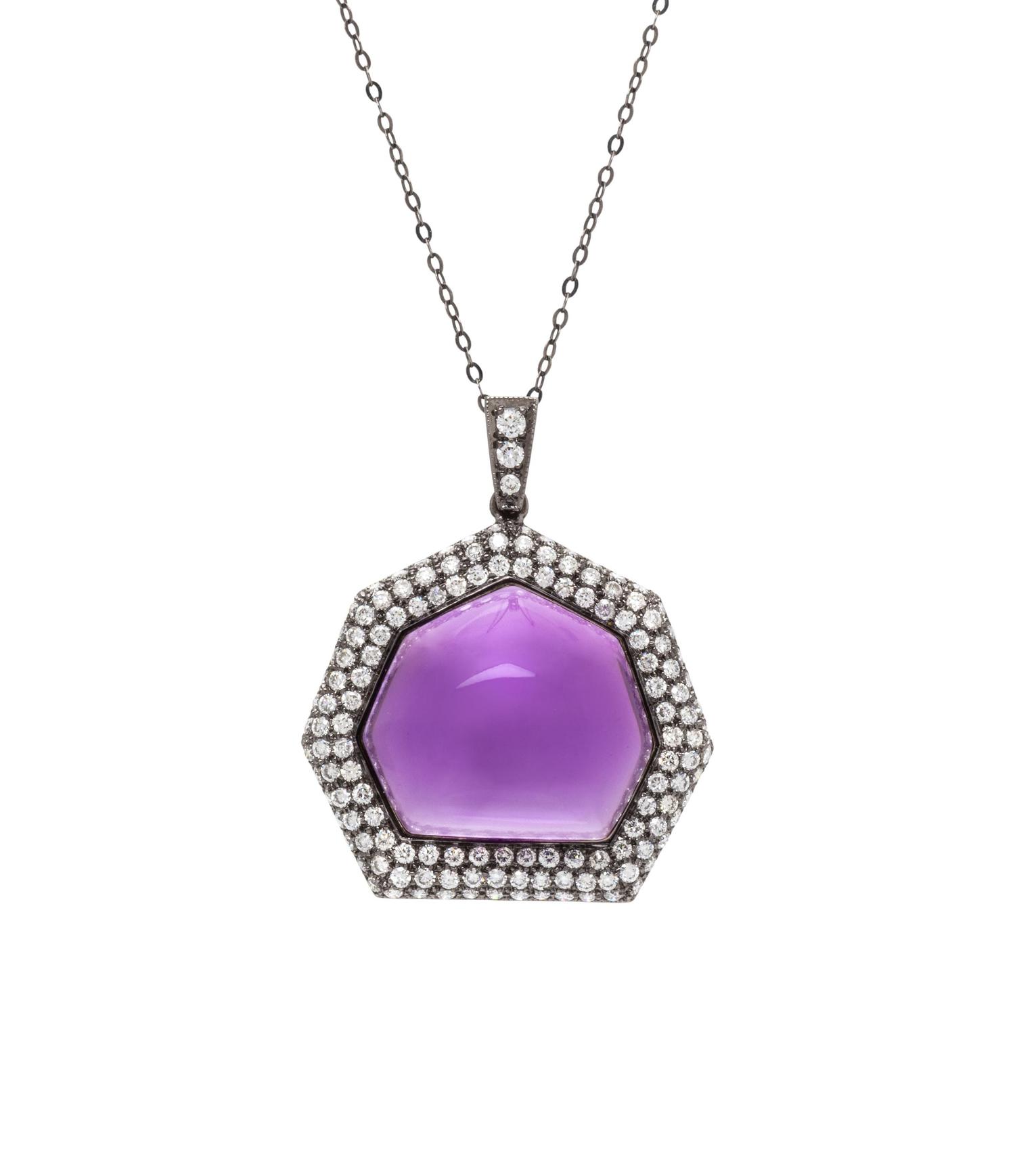 AMETHYST AND DIAMOND PENDANT/NECKLACE