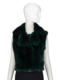 ROBERTO CAVALLI, DARK GREEN RABBIT FUR VEST