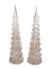 A Pair of Carved Rock Crystal Pagodas