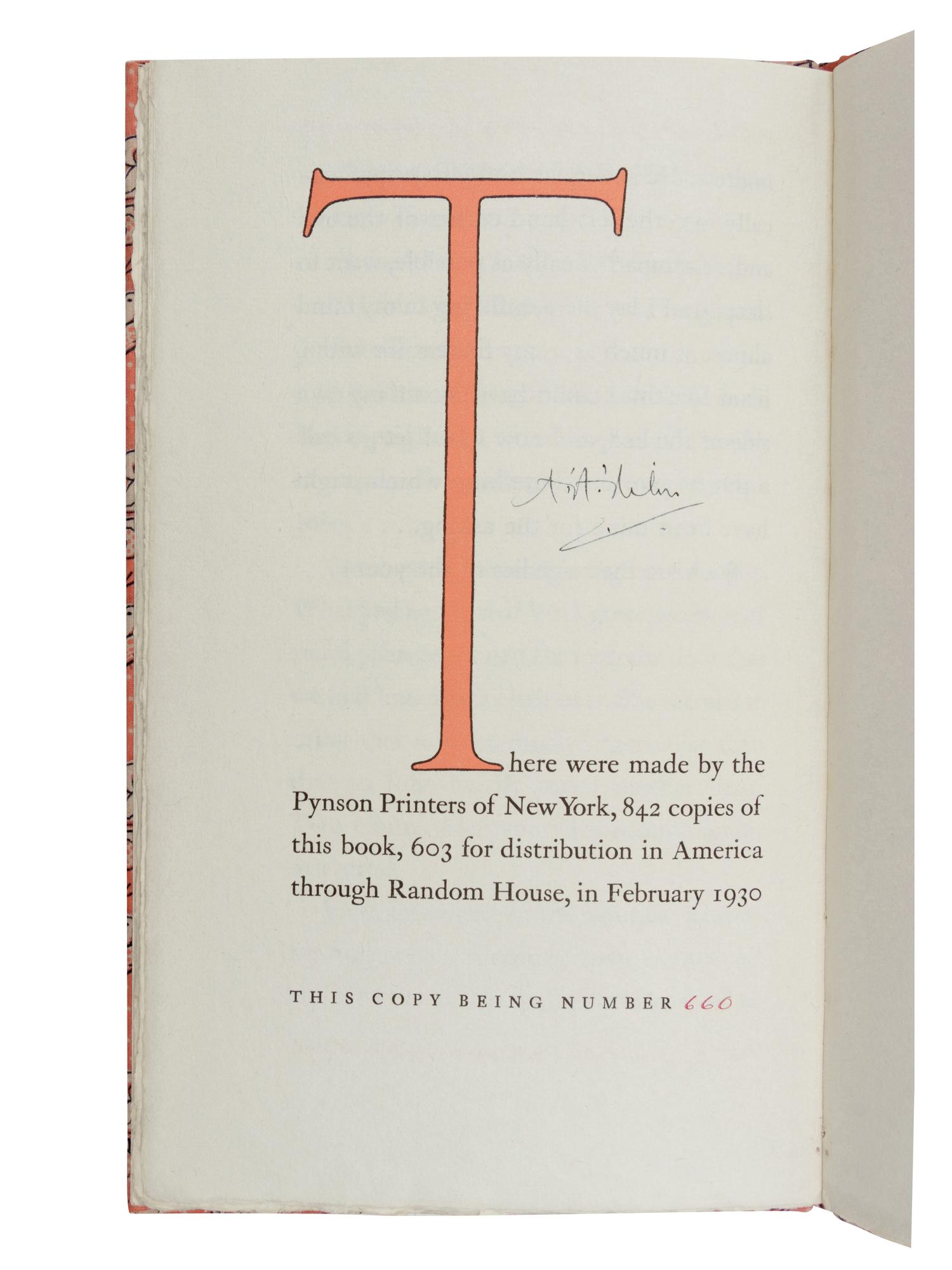 [FOUNTAIN PRESS]. MILNE, Alan Alexander (1882-1956). When I Was Very Young . New York and London: The Fountain Press and Methuen and Company, Ltd, 1930.