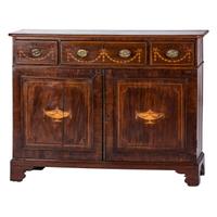 A George III Marquetry and Banded Mahogany Sideboard, circa 1790 and later