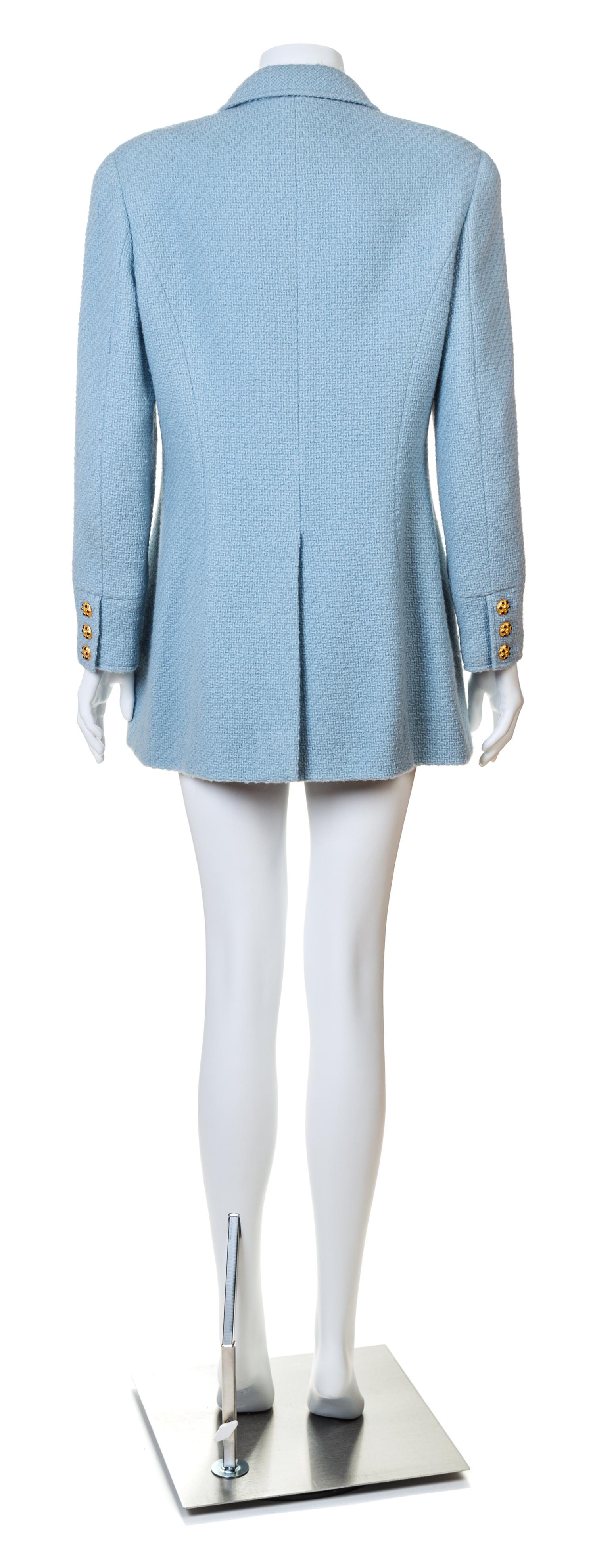 A Chanel Baby Blue Boucle Jacket, Size 44.