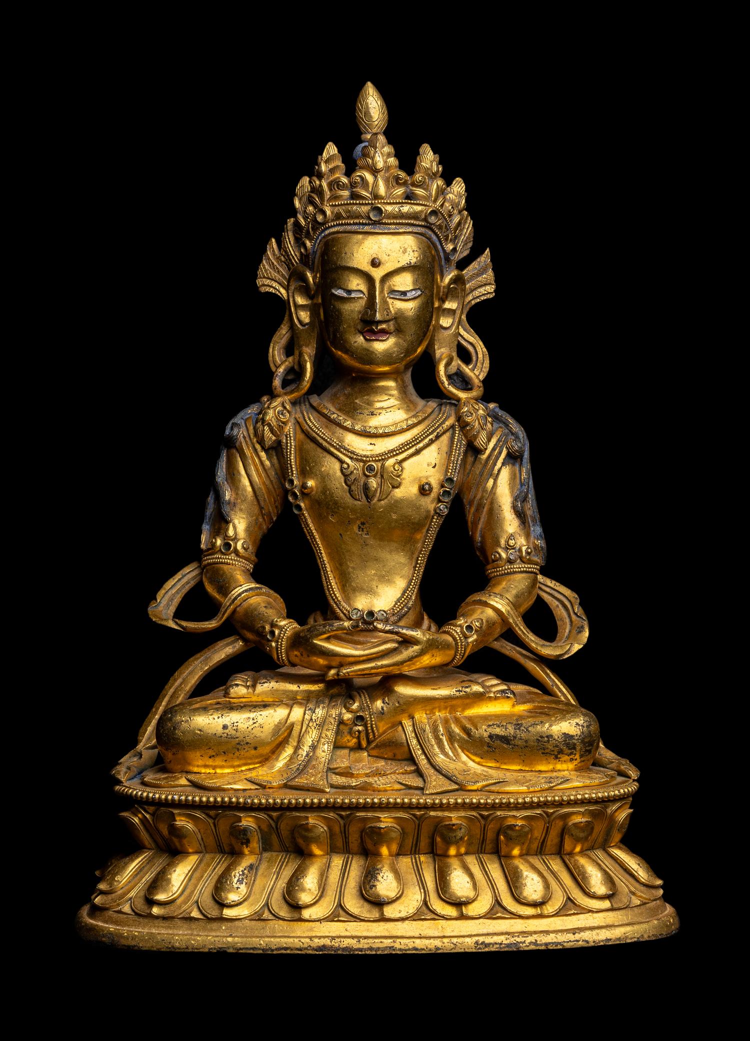 A Sino Tibetan Gilt Bronze Figure of a Bodhisattva