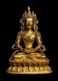 A Sino Tibetan Gilt Bronze Figure of a Bodhisattva