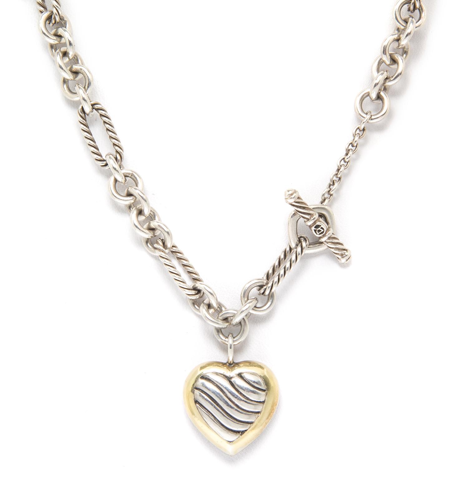 A Sterling Silver and 18 Karat Yellow Gold Necklace, David Yurman, 29.70 dwts.