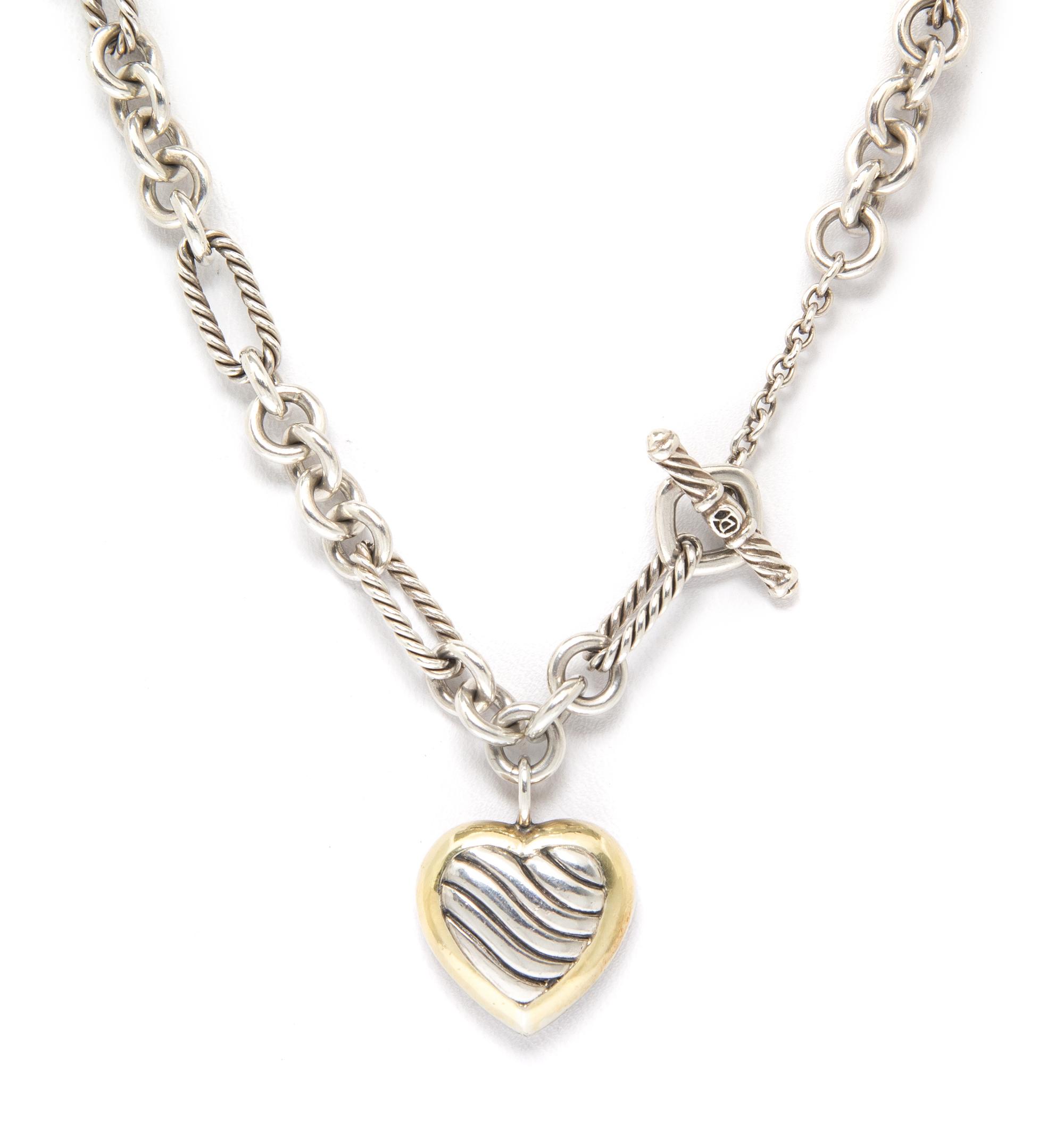 A Sterling Silver and 18 Karat Yellow Gold Necklace, David Yurman, 29.70 dwts.